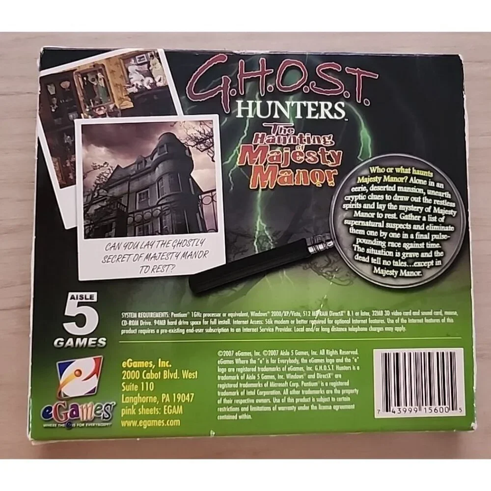 GHOST HUNTERS The Haunting of Majesty Manor PC Game 2007 Aisle 5 Games